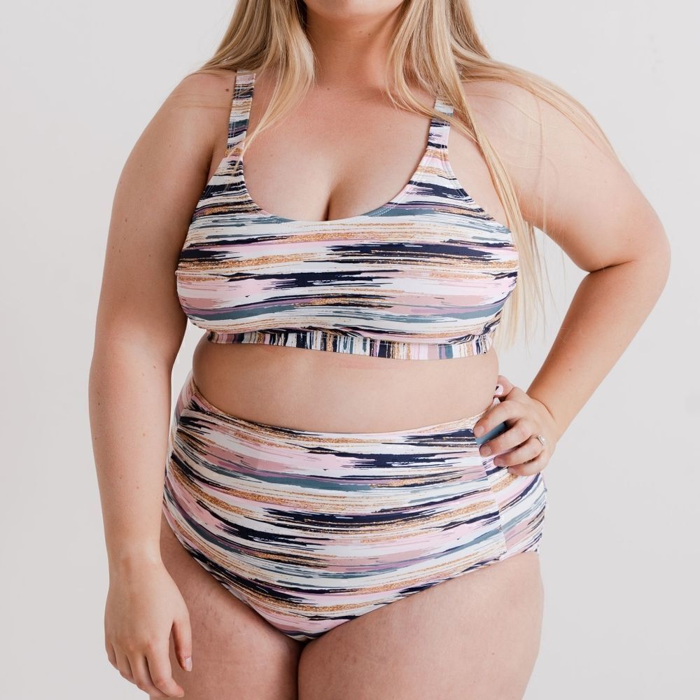NEW Striped Multicolor 2-piece Bikini Set Size XXL